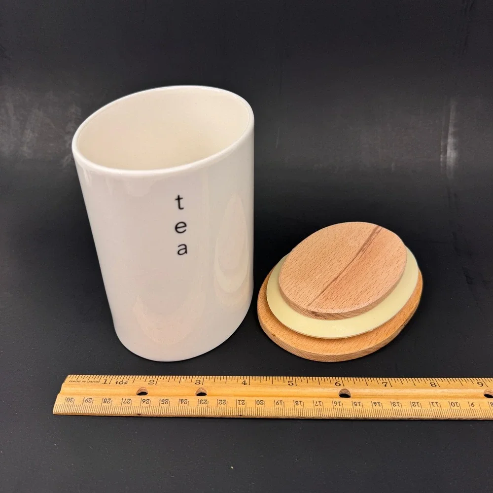 Rare Oval White Ovation Wade Ceramic Wood Lid Tea Vertical Writing Storage